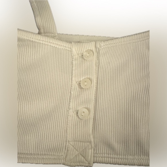 White Ribbed Bralette - 3-Button Front | For You by Urban Outfitters - Picture 5 of 8